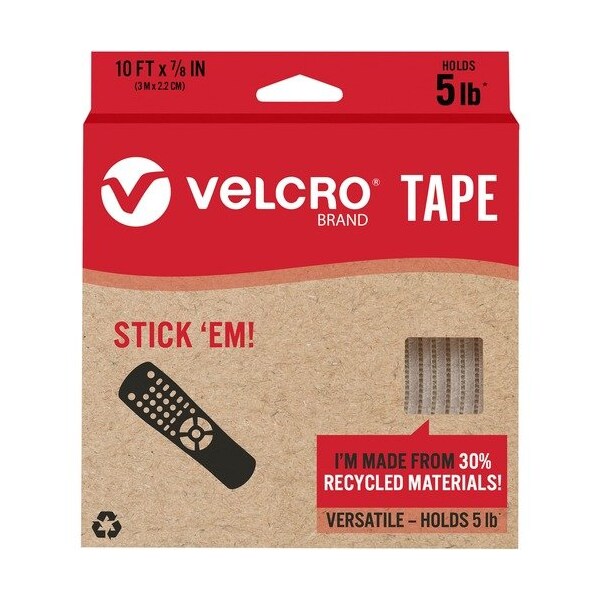 Velcro Brand Mounting Tape, Eco, Reusable, 5 lb Cap, 7/8inx10ft , WE VEK30195 - main